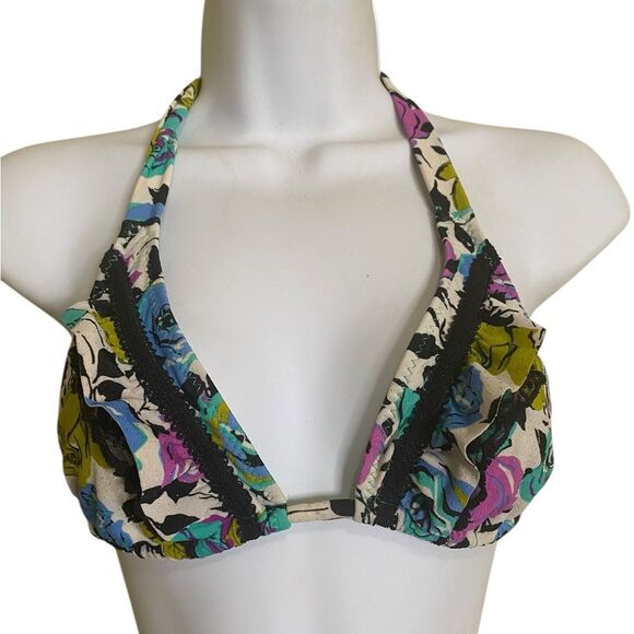 Y2K Betsey Johnson Petal Pusher Bikini Dark Floral Hipster Bottom Size Medium - Picture 2 of 12